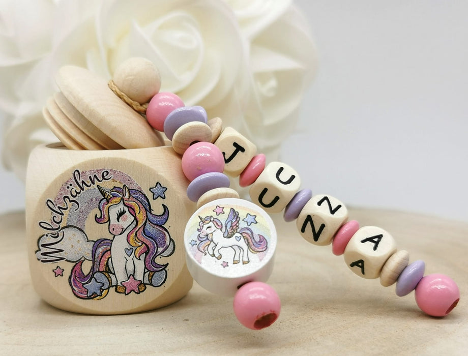 Milchzahndose Zahndose mit Namen Mädchen Einhorn - CreativMade 