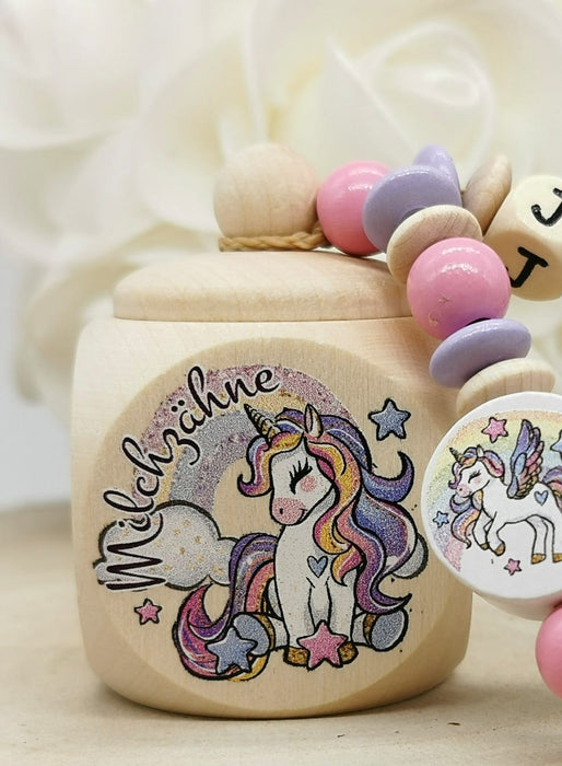 Milchzahndose Zahndose mit Namen Mädchen Einhorn - CreativMade 