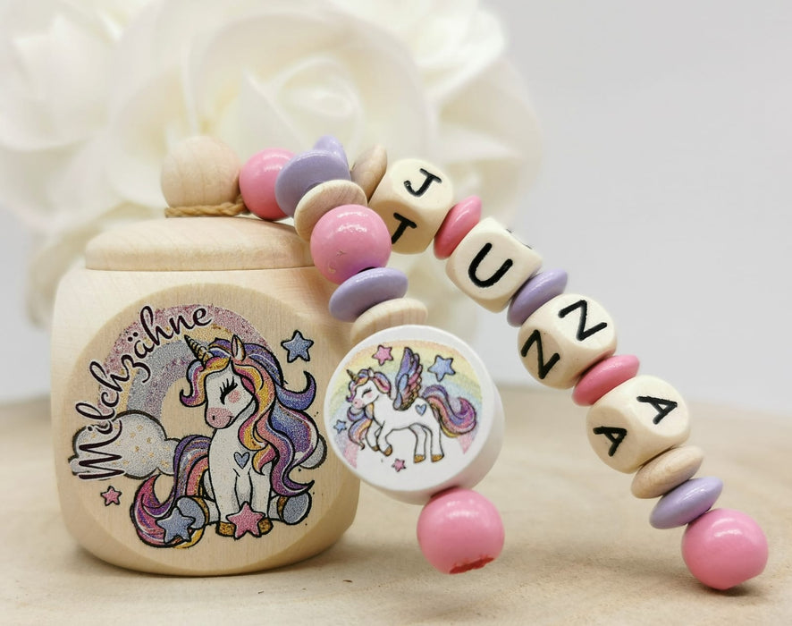 Milchzahndose Zahndose mit Namen Mädchen Einhorn - CreativMade 