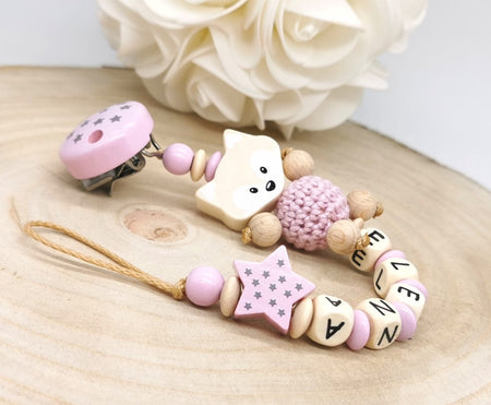 Schnullerkette mit Namen Mädchen Fuchs - CreativMade 