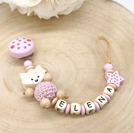 Schnullerkette mit Namen Mädchen Fuchs - CreativMade 