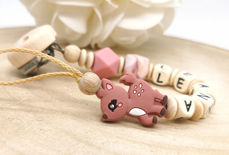 Schnullerkette mit Namen Reh Mädchen - CreativMade 