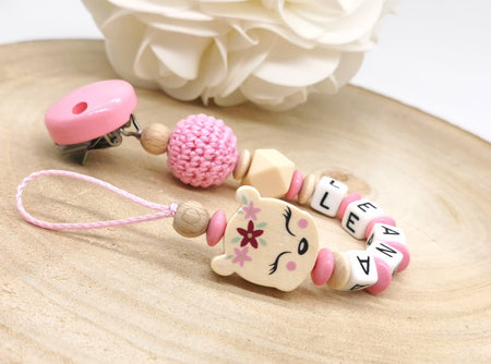 Schnullerkette mit Namen Rehkopf - CreativMade 