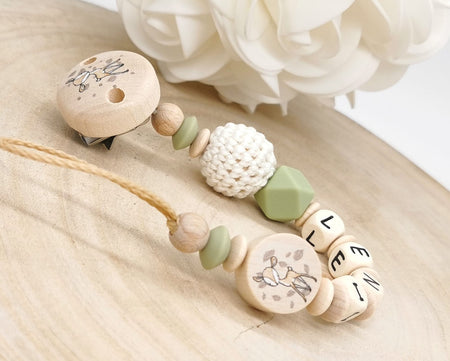 Schnullerkette mit Namen Junge Mädchen Reh - CreativMade 