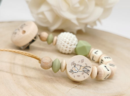 Schnullerkette mit Namen Junge Mädchen Reh - CreativMade 