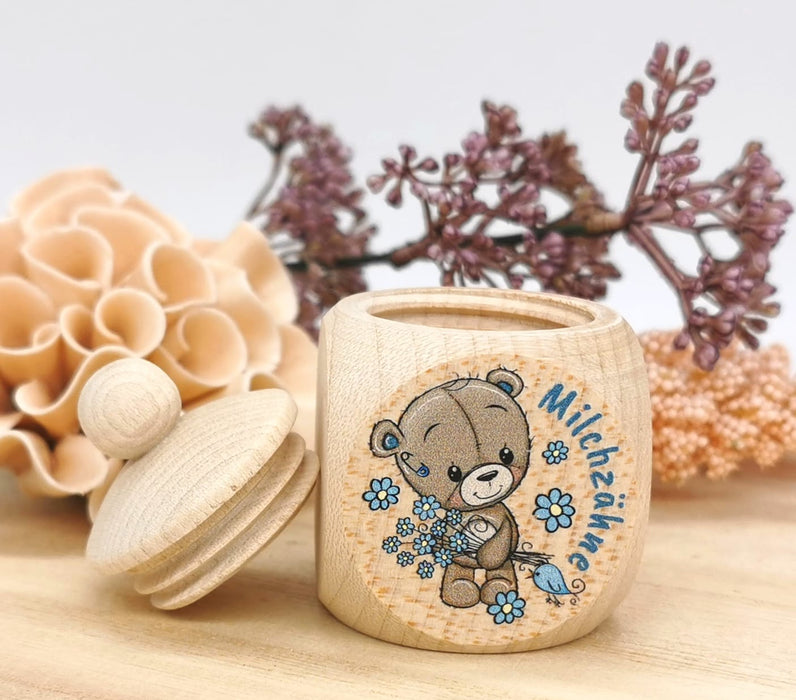 Milchzahndose Zahndose mit Name Junge Teddybär - CreativMade 