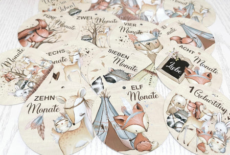 Meilensteinkarten Waldtiere Baby Set mein erstes Jahr - CreativMade 
