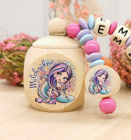 Milchzahndose mit Namen Mädchen Meerjungfrau - CreativMade 