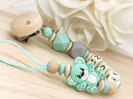 Schnullerkette mit Namen Teddy - CreativMade 