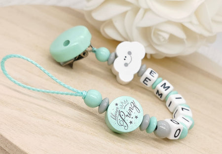 Schnullerkette mit Namen Junge kleiner Prinz Mint - CreativMade 