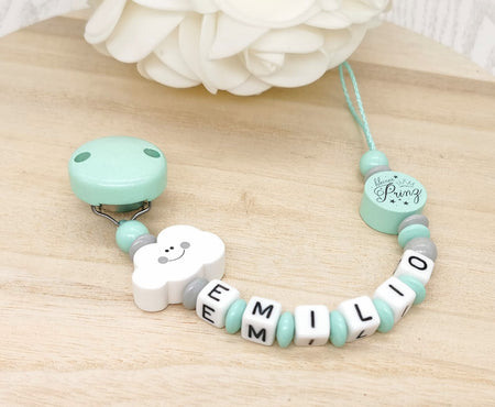 Schnullerkette mit Namen Junge kleiner Prinz Mint - CreativMade 