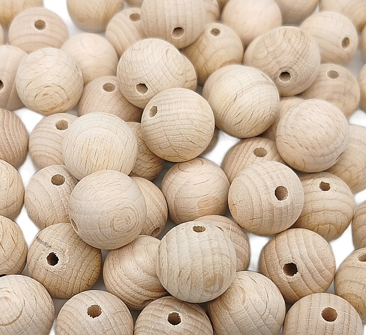 Holz Perlen Hellnatur gewachst 14 mm 20 Stück - CreativMade 