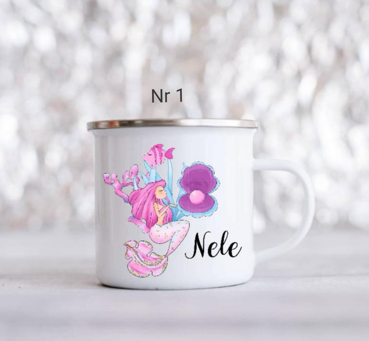 personalisierte Tasse mit Namen Mädchen Meerjungfrau - CreativMade 