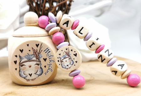 Milchzahndose mit Namen Eule - CreativMade 