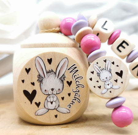 Milchzahndose mit Namen Hase - CreativMade 