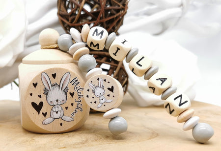 Milchzahndose mit Namen Hase - CreativMade 
