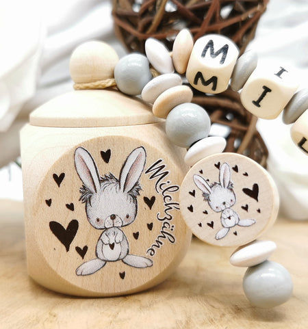 Milchzahndose mit Namen Hase - CreativMade 
