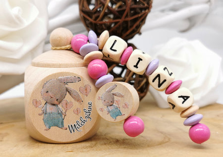 Milchzahndose mit Namen Hase - CreativMade 