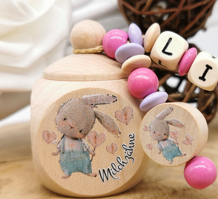 Milchzahndose mit Namen Hase - CreativMade 