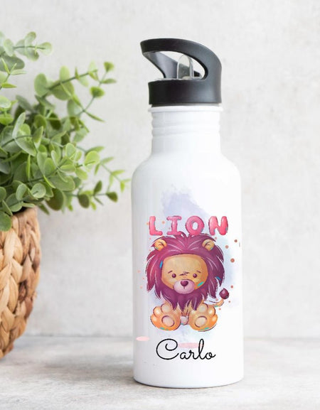 Kinder Trinkflasche mit Name Löwe Junge - CreativMade 