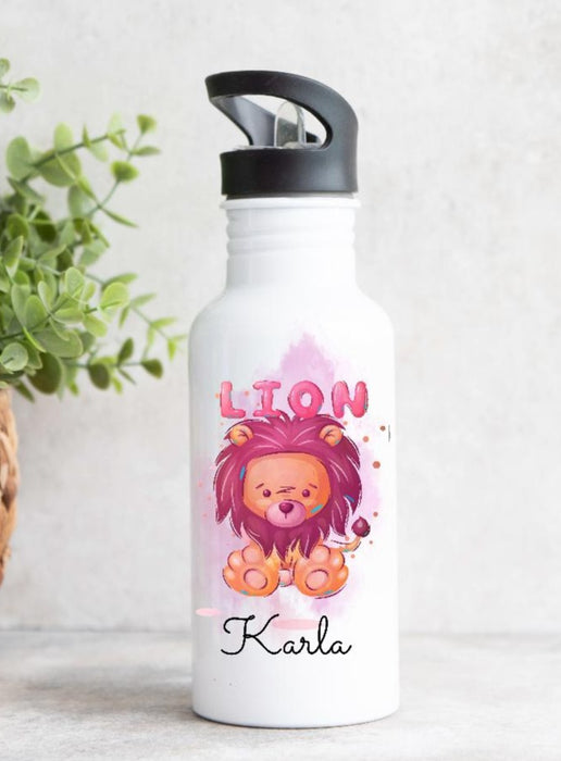 Kinder Trinkflasche mit Name Löwe Mädchen - CreativMade 