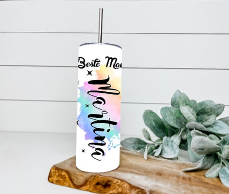 Trinkbecher mit Deckel & Strohhalm beste Mama to go Becher - CreativMade 