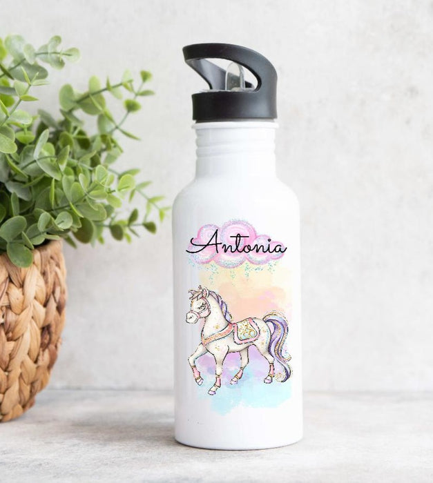 Kinder Trinkflasche mit Name Mädchen Prinzessin Pferd - CreativMade 
