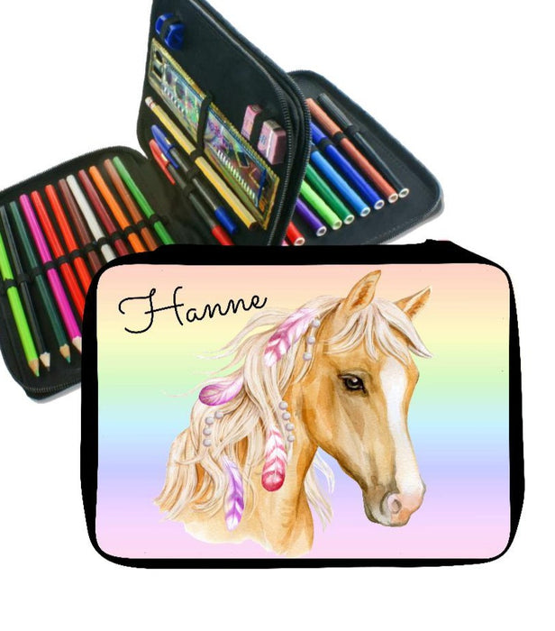 Federmäppchen mit Name Pferd Mädchen personalisiert - CreativMade 