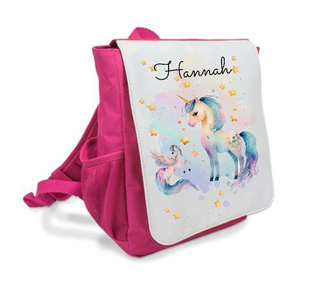 Kinder Rucksack mit Name Einhorn Pferd Mädchen Kindergartentasche - CreativMade 