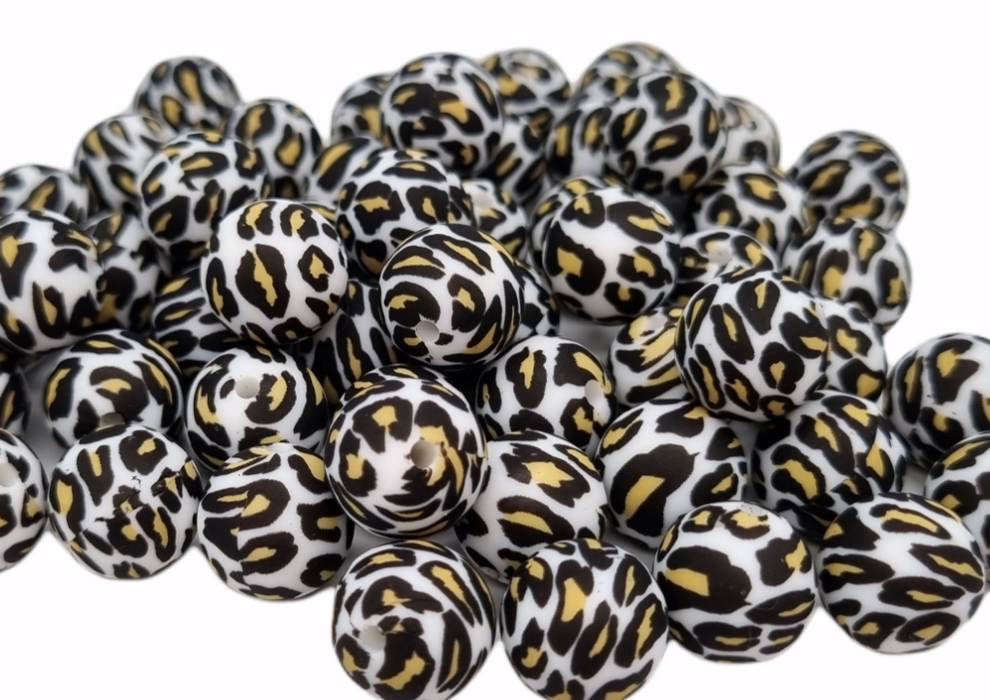 Silikonperle Leopard Gold Perlen 12 mm - CreativMade 