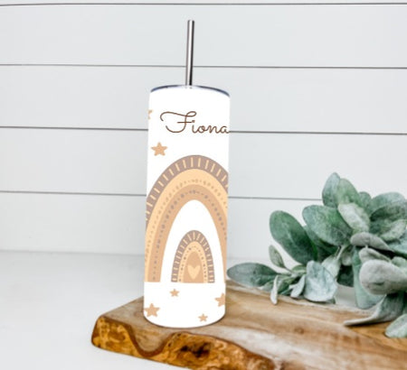 Trinkbecher mit Deckel & Strohhalm Regenbogen to go Becher - CreativMade 