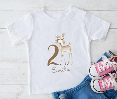 Kinder T-Shirt Geburtstag Reh Zahlenshirt personalisiert - CreativMade 
