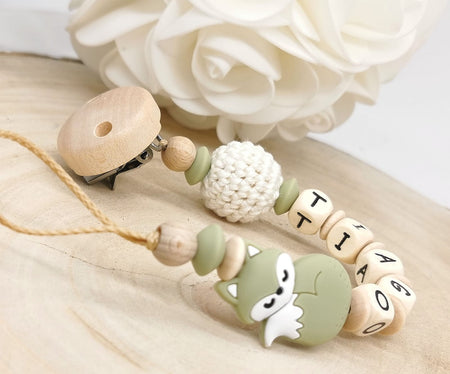 Schnullerkette mit Namen Junge Mädchen Fuchs - CreativMade 