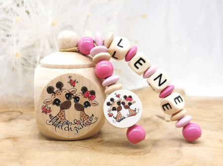Milchzahndose mit Namen Giraffe - CreativMade 