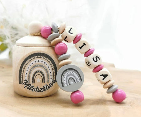 Milchzahndose mit Namen Regenbogen - CreativMade 