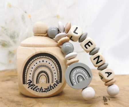Milchzahndose mit Namen Regenbogen - CreativMade 