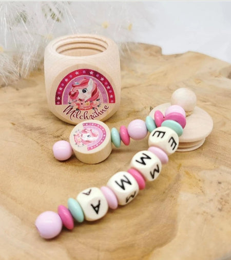 Milchzahndose mit Namen Einhorn - CreativMade 