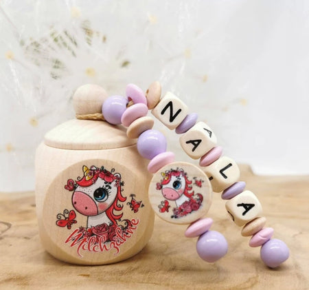 Milchzahndose mit Namen Einhorn - CreativMade 