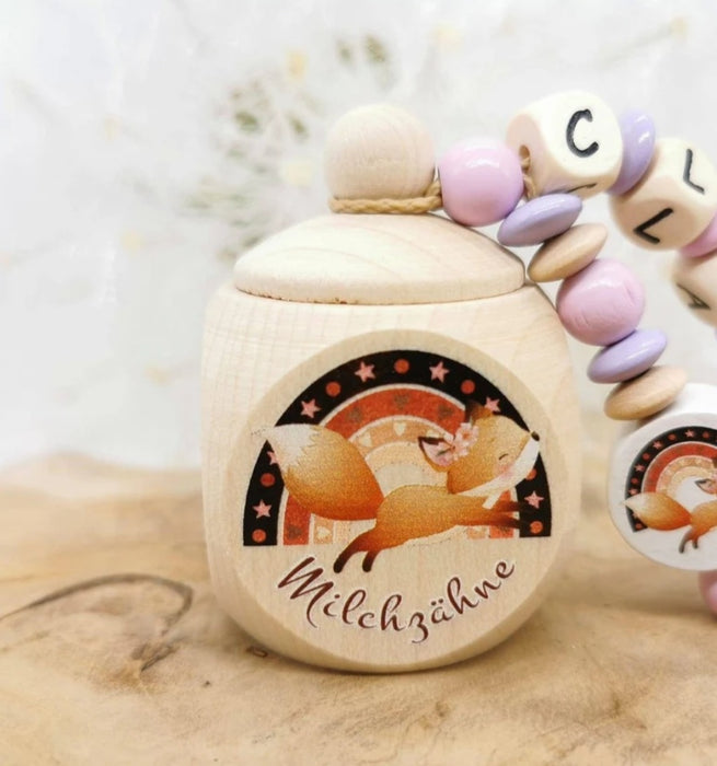 Milchzahndose mit Namen Fuchs - CreativMade 