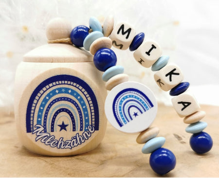 Milchzahndose mit Namen Zahndose Regenbogen - CreativMade 