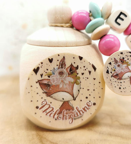 Milchzahndose mit Namen Zahndose Fuchs - CreativMade 