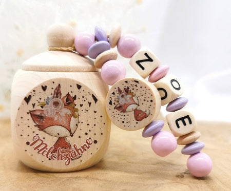 Milchzahndose mit Namen Zahndose Fuchs - CreativMade 