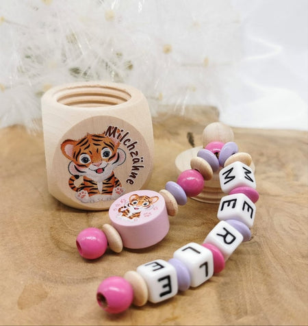 Milchzahndose mit Namen Tiger - CreativMade 
