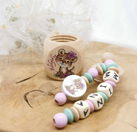 Milchzahndose mit Namen Leopard - CreativMade 