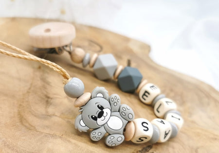 Schnullerkette mit Namen Teddy - CreativMade 