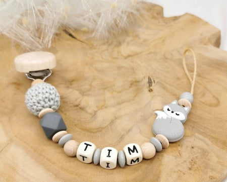 Schnullerkette mit Namen Junge Mädchen Fuchs - CreativMade 