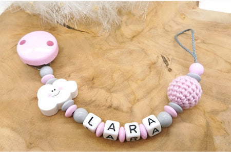 Schnullerkette mit Namen Mädchen Wolke - CreativMade 