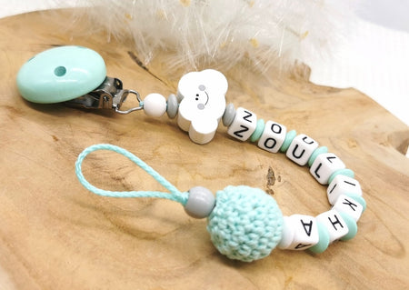 Schnullerkette mit Namen Junge Mädchen Wolke - CreativMade 