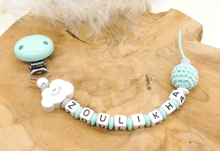 Schnullerkette mit Namen Junge Mädchen Wolke - CreativMade 