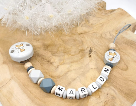 Schnullerkette mit Namen Fuchs - CreativMade 